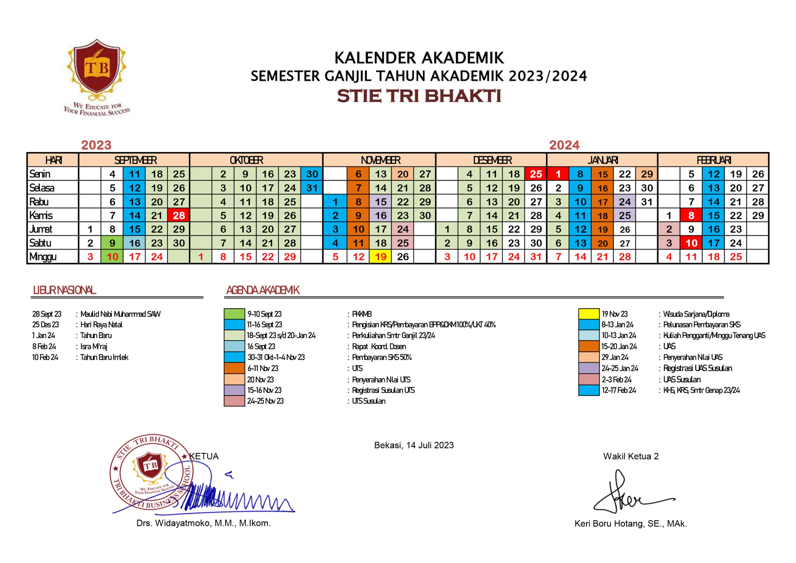 Kalender Akademik - Tri Bhakti Business School