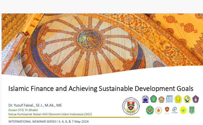 Islamic Finance and Achieving Sustainable Development Goals Webinar yang di selenggarakan kampus Tri Bhakti Business School dan Universiti Malaysia Sabah Seminar Internasional
