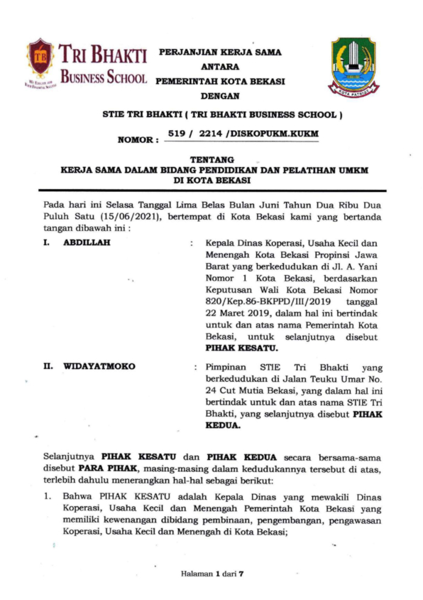 Tri Bhakti Business School DISKOP UMKM