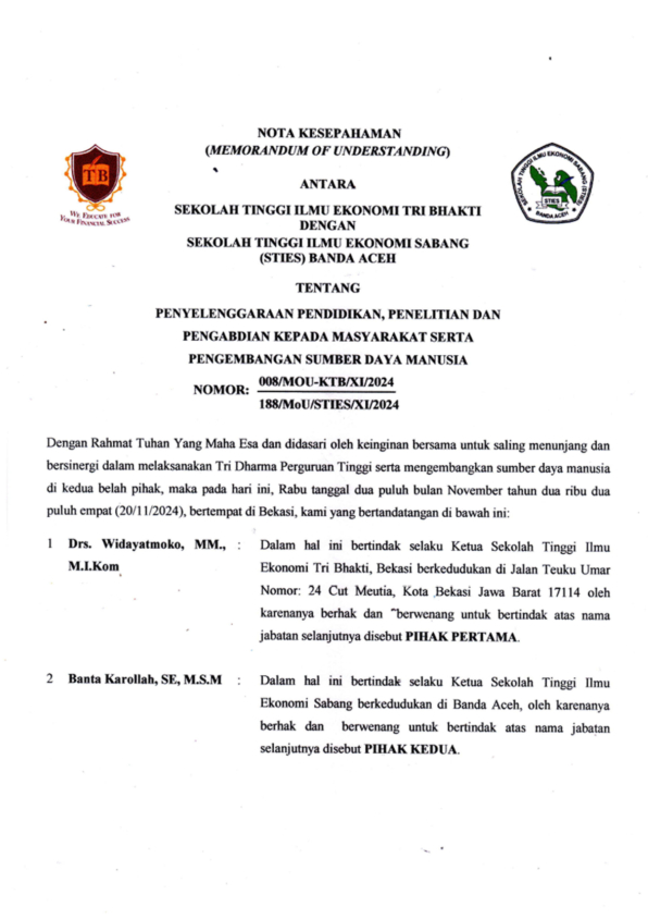 Tri Bhakti Business School STIE Sabang Banda Aceh