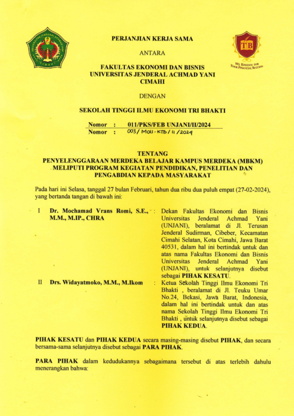 Tri Bhakti Business School Universitas Jendral Achmad Yani Cimahi