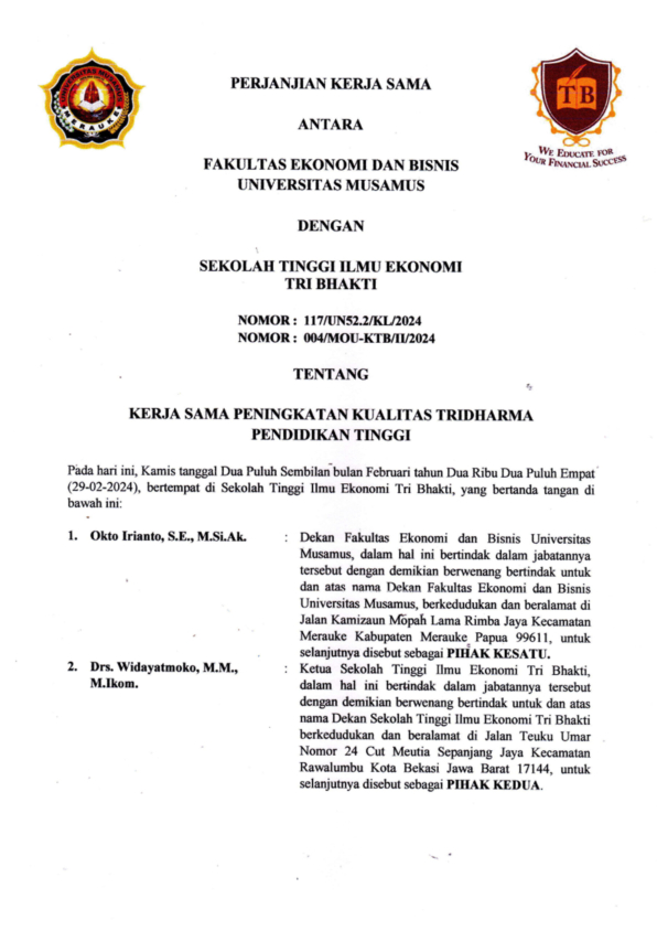 Tri Bhakti Business School Bekerjasama Dengan Univeritas Musamus